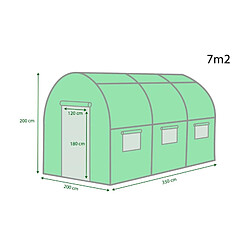 Eurospen Serre de Jardin Tunnel 7m² - bâche armée - avec fenêtres latérales et porte zipée