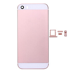 Wewoo Pour iPhone SE Couverture arrière or rose + Porte-cartes + Touche de contrôle du volume + Bouton d'alimentation + de vibreur interrupteur muet Couvercle de boîtier complet pièce détachée 5 en 1