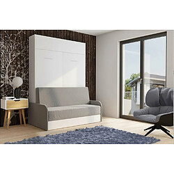 Inside 75 Armoire lit escamotable DYNAMO SOFA canapé et accoudoirs microfibre gris couchage 160*200