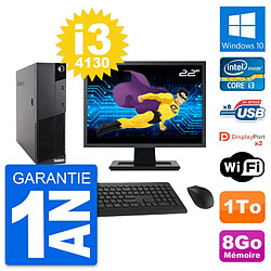 PC Lenovo M83 SFF Ecran 22" Intel i3-4130 RAM 8Go Disque Dur 1To Windows 10 Wifi · Occasion 