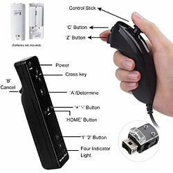 Bonaever 2x Manette Wii compatible avec Nintendo Wii, Wii U comprenant 2 télécommandes Wii, un détecteur de mouvement intégré et 2 Nunchuck