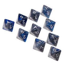 Avis 10pcs multi-faces dés polyèdre dés D8 pour D u0026 D table de jeu TRPG gris + bleu