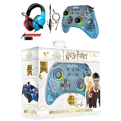 Freaks And Geeks Casque SWITCH PRO-H3 BLEU BLANC + Manette SWITCH SANS FIL RGB Bluetooth Translucide Patronus Nintendo SWITCH HARRY POTTER