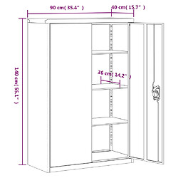 vidaXL Armoire de bureau Métal 90 x 40 x 140 cm Gris et bleu pas cher