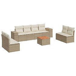 vidaXL Salon de jardin avec coussins 9 pcs beige résine tressée