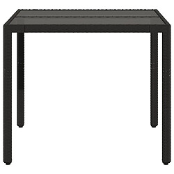 Acheter vidaXL Table de jardin dessus en verre Noir 90x90x75 cm Résine tressée