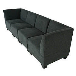 Mendler Modular Canapé 4 places Lyon, tissu/textile ~ gris anthracite, accoudoirs hauts pas cher