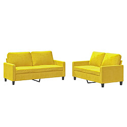 Maison Chic Ensemble de canapés 2 pcs avec coussins, Canapé droit Sofa pour Salon Jaune Velours -GKD209844