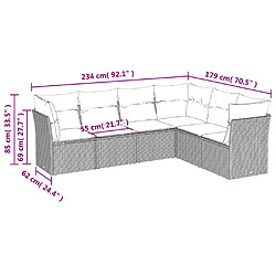 Avis vidaXL Salon de jardin avec coussins 6 pcs marron résine tressée