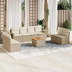 vidaXL Salon de jardin avec coussins 9 pcs beige résine tressée 