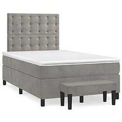 vidaXL Sommier à lattes de lit et matelas Gris clair 120x200cm Velours