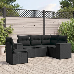 vidaXL Salon de jardin 5 pcs avec coussins noir résine tressée 