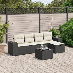 Maison Chic Ensemble Tables et chaises d'extérieur 6pcs avec coussins,Salon de jardin noir résine tressée -GKD882355