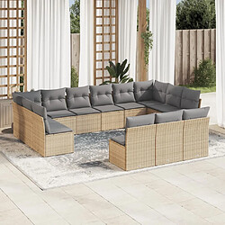 Maison Chic Salon de jardin avec coussins 13 pcs | Ensemble de Table et chaises | Mobilier d'Extérieur beige résine tressée -GKD52039