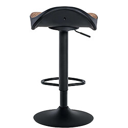 Decoshop26 Lot de 2 tabourets de bar forme ergonomique en PVC couleur bois et pieds en métal noir 10_0004015 pas cher