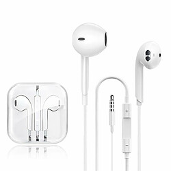 Casque Filaire Intra-Auriculaire Stéréo Avec Microphone Écouteurs À Commande Filaire De 3,5 Mm Blanc 