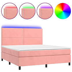 vidaXL Sommier à lattes de lit matelas et LED Rose 160x200 cm Velours