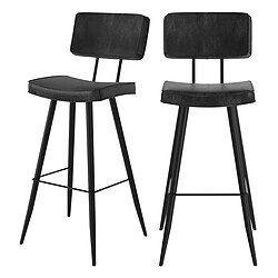 Rendez Vous Deco Chaise de bar Texas grise/noire 75.5 cm (lot de 2) 