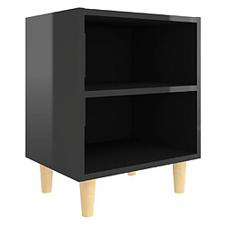 Maison Chic Table de chevet - Table de Nuit avec pieds en bois Noir brillant 40x30x50 cm