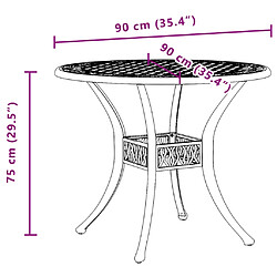 vidaXL Table de jardin blanc Ø90x75 cm aluminium coulé pas cher