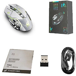 Acheter Universal X8 LED sans fil silencieux rétro-éclairé USB Optical Ergonomic Gaming Mouse conçu ergonomique mécanique