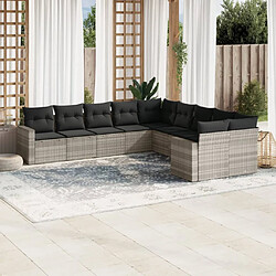 vidaXL Salon de jardin avec coussins 10 pcs gris clair résine tressée 