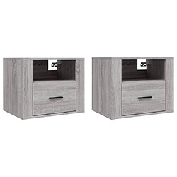 vidaXL Tables de chevet murales 2 pcs Sonoma gris 50x36x40 cm