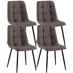 Decoshop26 Lot de 4 chaises de salle à manger avec coutures décoratives carrées en tissu marron et pieds en métal noir 10_0001800