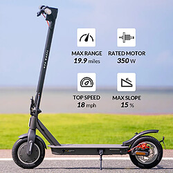 Avis 5TH WHEEL V30 Pro Trottinette électrique Pneu nid d'abeille 10 pouces Moteur avant 350 W (MAX 520 W) Vitesse maximale 18 Mph Batterie 36 V 7,5 Ah