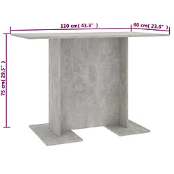 vidaXL Table de salle à manger Gris béton 110 x 60 x 75 cm Aggloméré pas cher