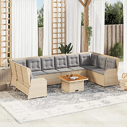 vidaXL Salon de jardin avec coussins 7 pcs beige résine tressée