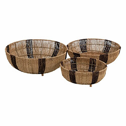 BigBuy Home Set de basket Marron Naturel Jute 42 x 42 x 13 cm (3 Unités)