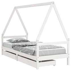 Maison Chic Lit d'Enfant Chambre - Cadre de lit pour enfants tiroirs blanc 90x190 cm bois pin massif -MN20101