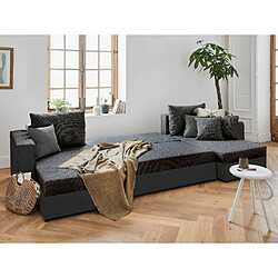 Bestmobilier Opale - canapé panoramique en U - 7 places - convertible - avec coffre - en tissu et simili