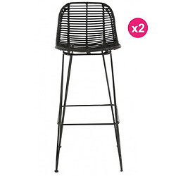 Lot de 2 Tabourets de Bar Noir Kubu Fil KosyForm