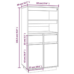 vidaXL Buffet haut Blanc 60x40x116,5 cm Bois massif de pin pas cher