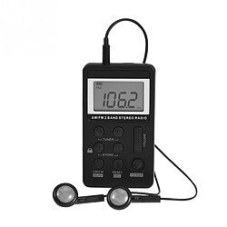 Universal Récepteur radio portable stéréo à double bande AM/FM avec écran LCD(Le noir) 