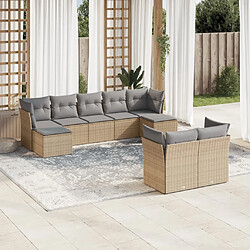 Maison Chic Salon de jardin avec coussins 9 pcs | Ensemble de Table et chaises | Mobilier d'Extérieur beige résine tressée -GKD60385