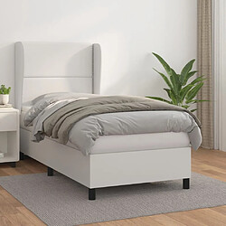 Maison Chic Lit Adulte - Lit simple Lit à sommier tapissier avec matelas moelleux - Meuble de Chambre Blanc 100x200cm Similicuir -MN34310