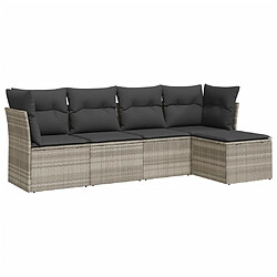 vidaXL Salon de jardin 5 pcs avec coussins gris clair résine tressée