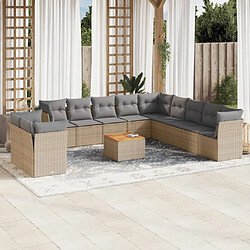 vidaXL Salon de jardin et coussins 12 pcs mélange beige résine tressée 