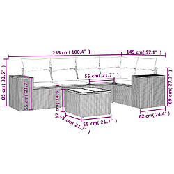 vidaXL Salon de jardin 6 pcs avec coussins noir résine tressée pas cher