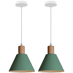 Stoex 2PCS Suspension Lustre de Style Rétro Lustre Moderne Plafonnier Nordique Minimaliste (Vert) Pour Luminaires D'Intérieur, Ferme, Café, Bar, Cuisine 