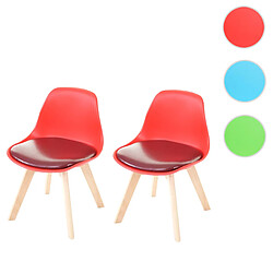 Mendler 2x chaise d'enfant HWC-E81, tabouret d'enfant, meuble d'enfant, design rétro 55x38x39cm ~ similicuir, rouge