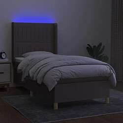 Avis Maison Chic Lit adulte- Lit + matelas + LED,Sommier à lattes de lit matelas et LED Taupe 80x200cm Tissu -GKD62492