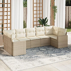 vidaXL Salon de jardin avec coussins 7 pcs beige résine tressée 