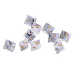 Avis 10pcs 8 sided dés d8 dés polyédriques pour les donjons et les dragons Jeux de table blanc gris