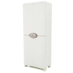 Pegane Armoire meuble de rangement 2 portes intérieur/extérieur coloris beige - Longueur 70 x Profondeur 45 x Hauteur 184 cm 