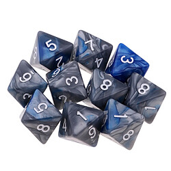 10pcs multi-faces dés polyèdre dés D8 pour D u0026 D table de jeu TRPG gris + bleu dés Donjons u0026 Dragons