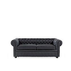 Beliani Canapé 3 places en cuir noir CHESTERFIELD